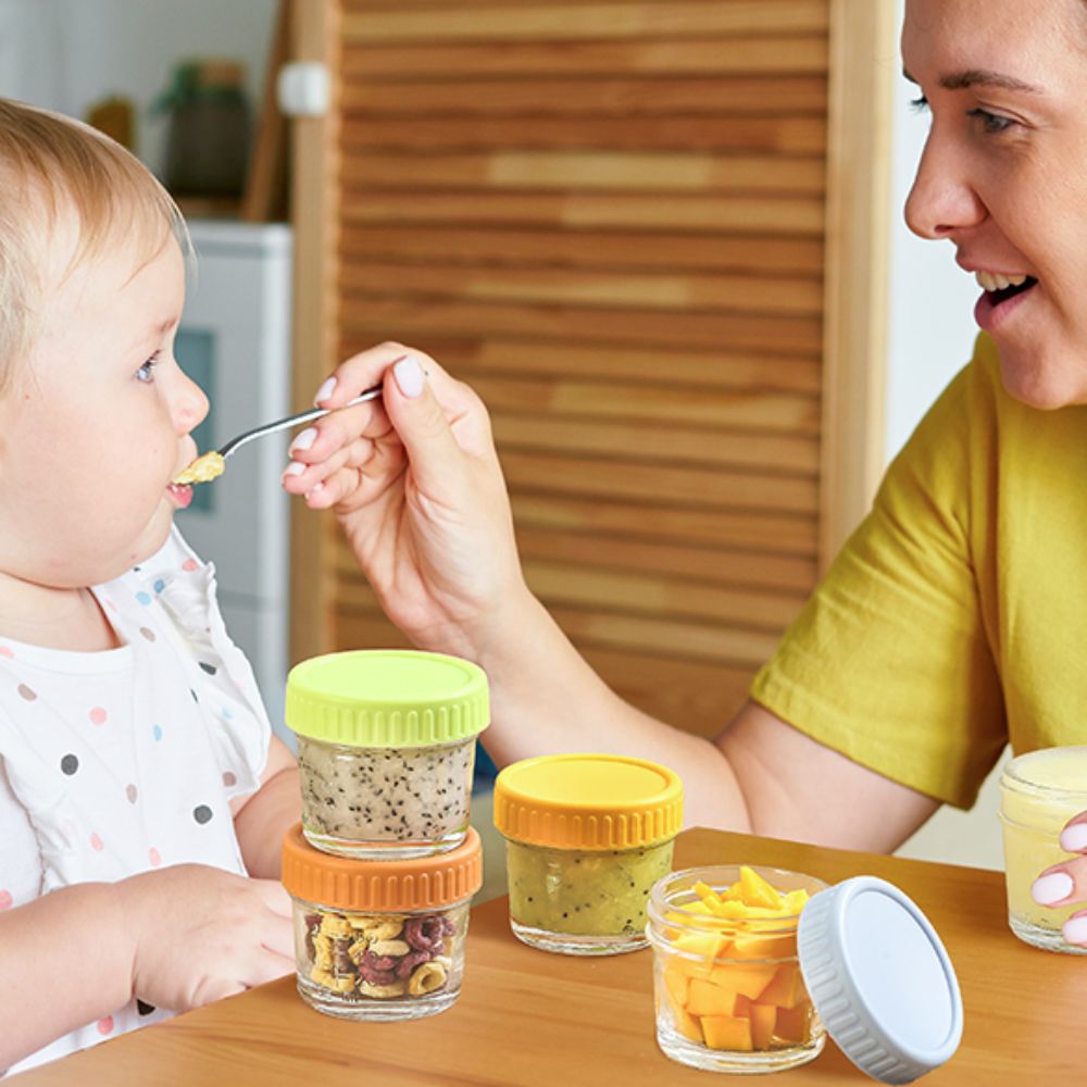 6 قطع من أوعية زجاجية متعددة ا - مراجعة Baby Food Jars With Lids وسعره